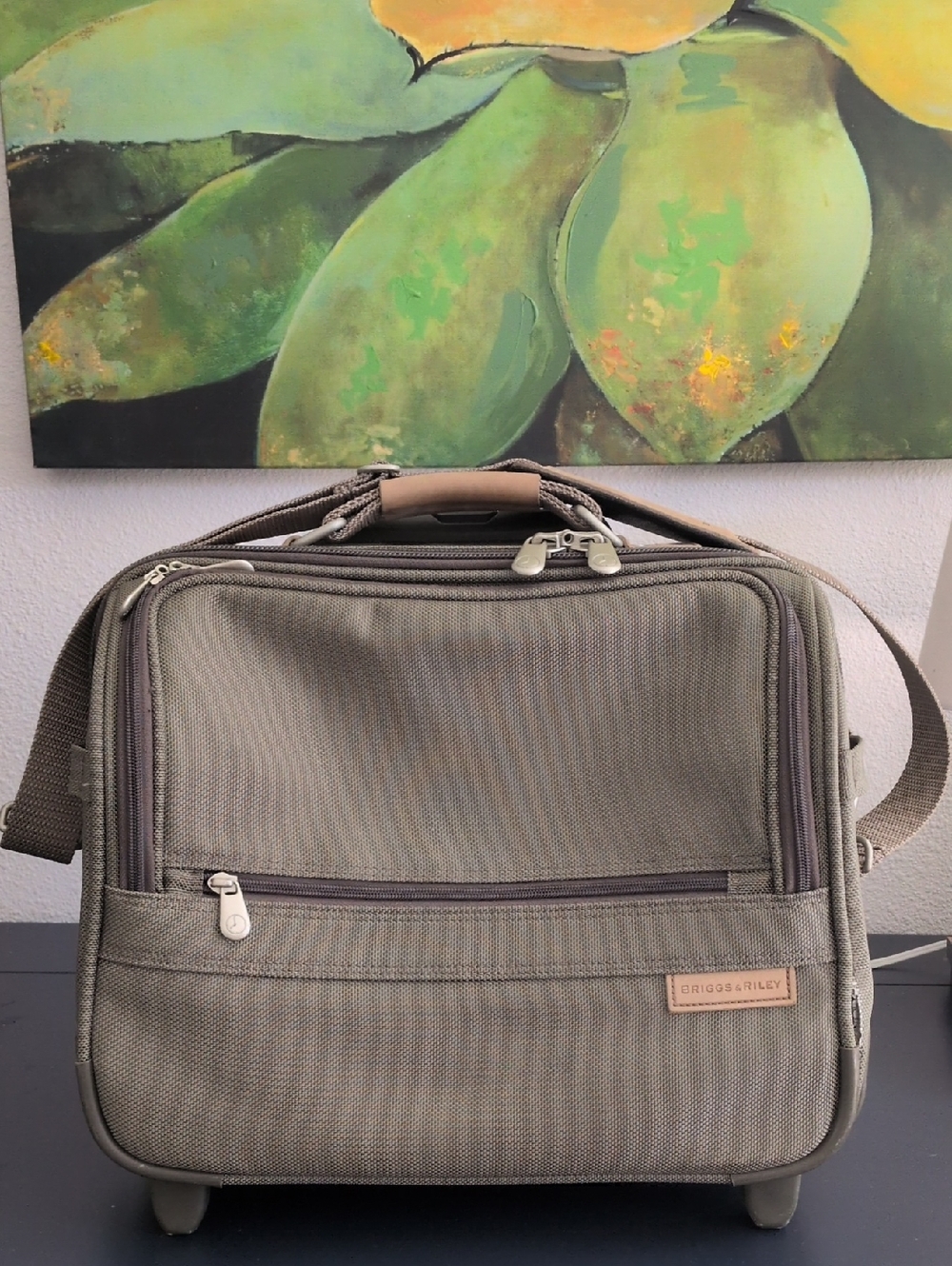 Briggs & Riley Taupe Carry-On Laptop Bag with Shoulder Strap